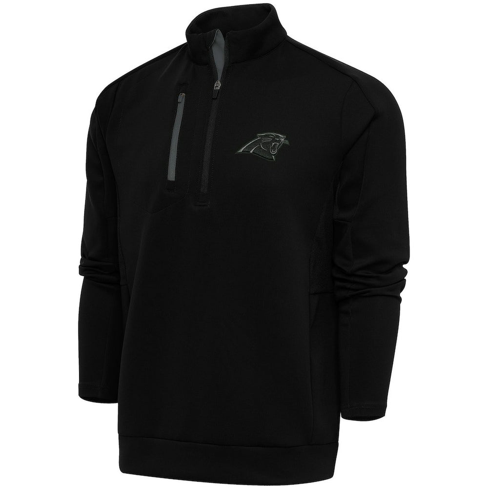 Carolina Panthers Antigua Tonal Logo Generation Quarter-Zip Pullover Top Black