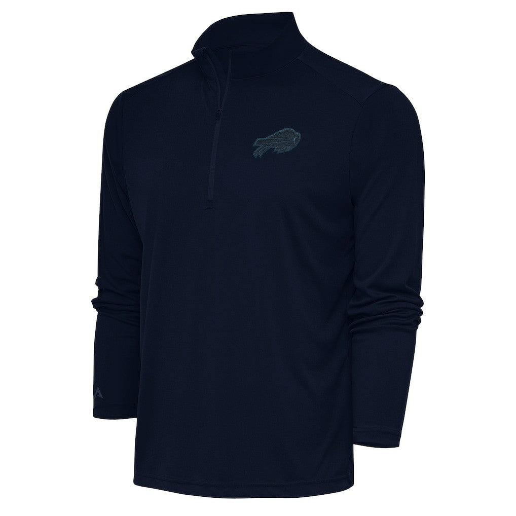 Buffalo Bills Antigua Tonal Logo Tribute Quarter-Zip Pullover Top Navy