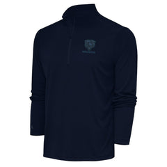 Chicago Bears Antigua Tonal Logo Tribute Quarter-Zip Pullover Top Navy