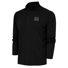 Cincinnati Bengals Antigua Tonal Logo Tribute Quarter-Zip Pullover Top Black