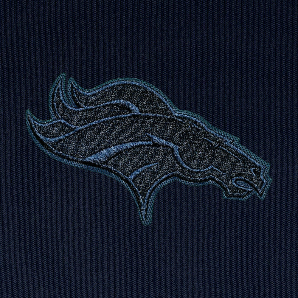 Denver Broncos Antigua Tonal Logo Tribute Quarter-Zip Pullover Top Navy