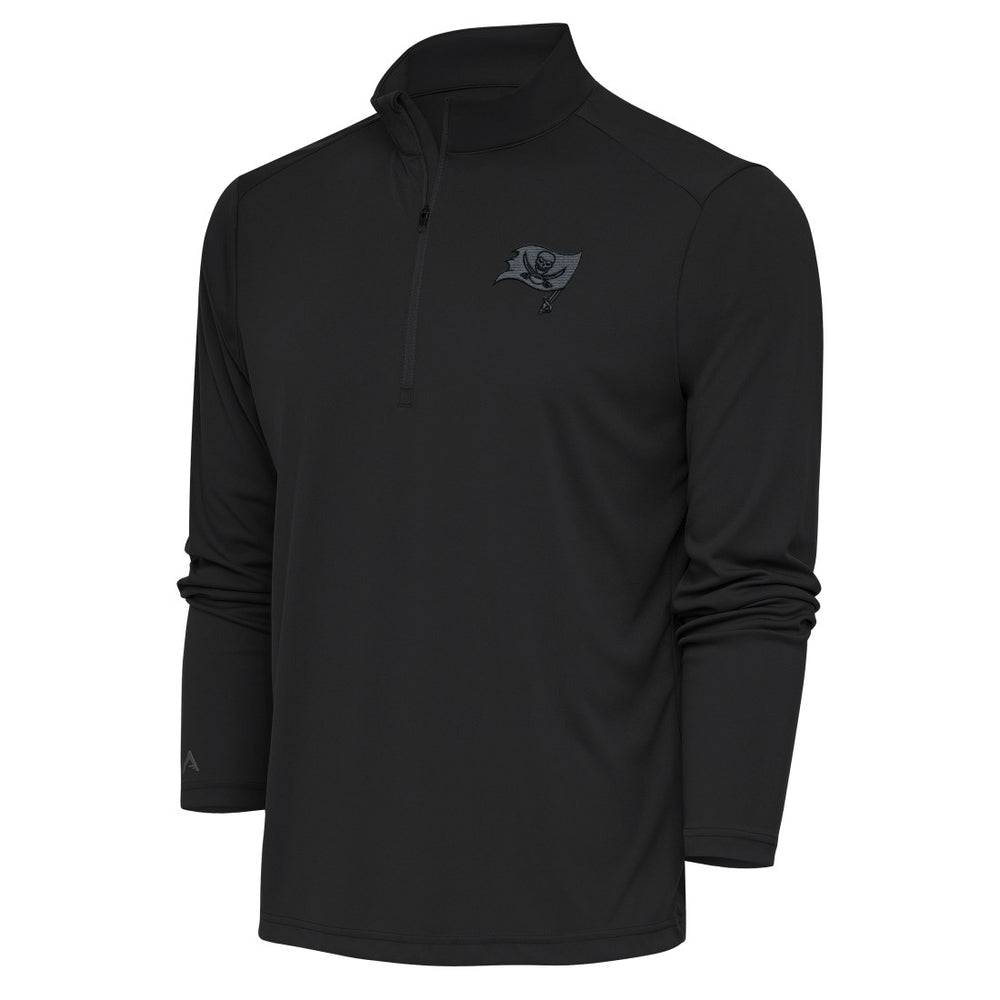 Tampa Bay Buccaneers Antigua Tonal Logo Tribute Quarter-Zip Pullover Top Charcoal