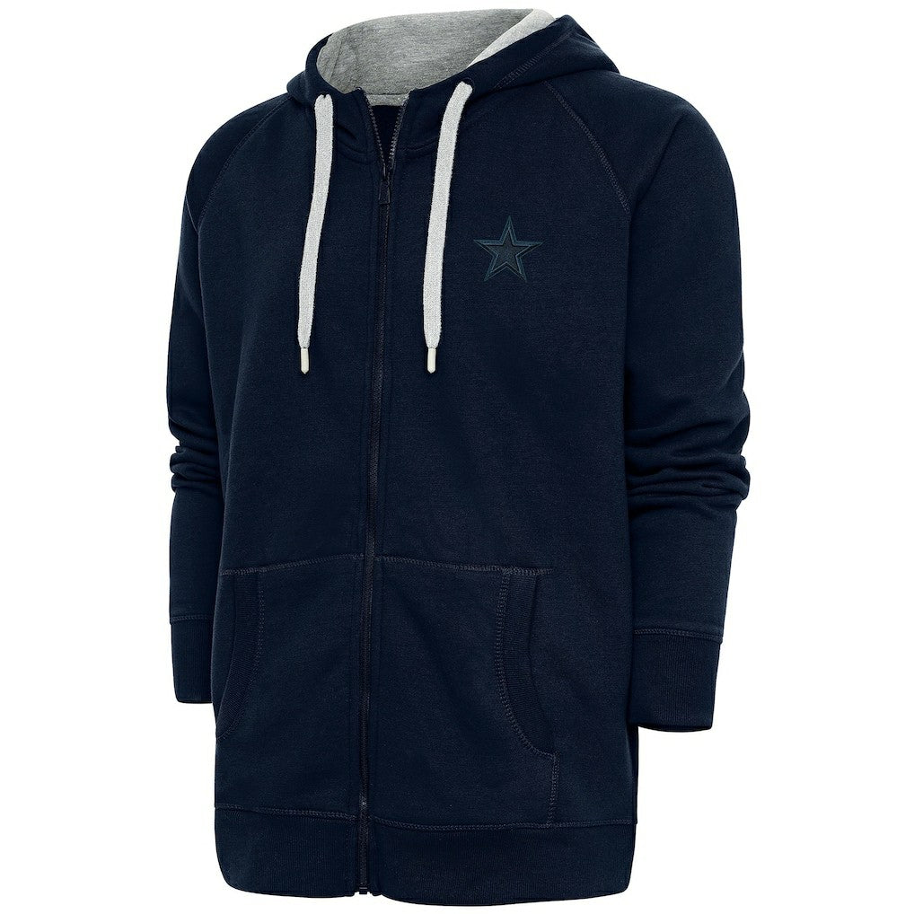Dallas Cowboys Antigua Tonal Logo Victory Full-Zip Hoodie Navy