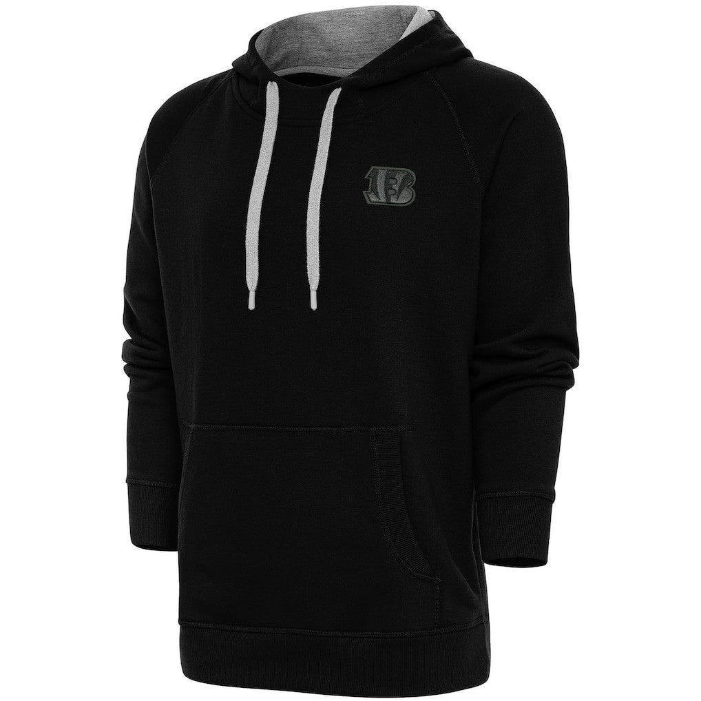 Cincinnati Bengals Antigua Tonal Logo Victory Pullover Hoodie Black