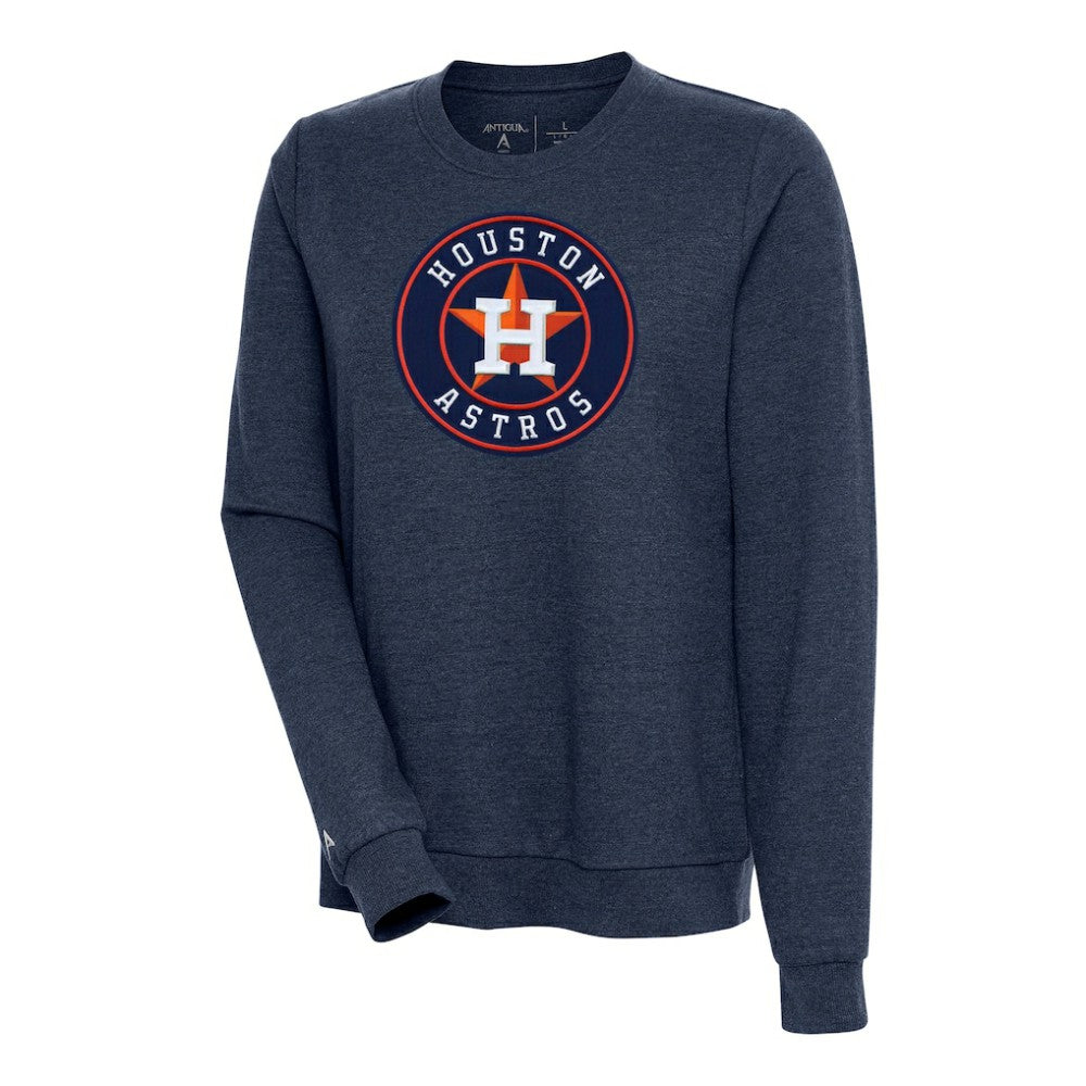 Houston Astros Antigua Women's Action Crewneck Pullover Sweatshirt - Heather Navy Pullover