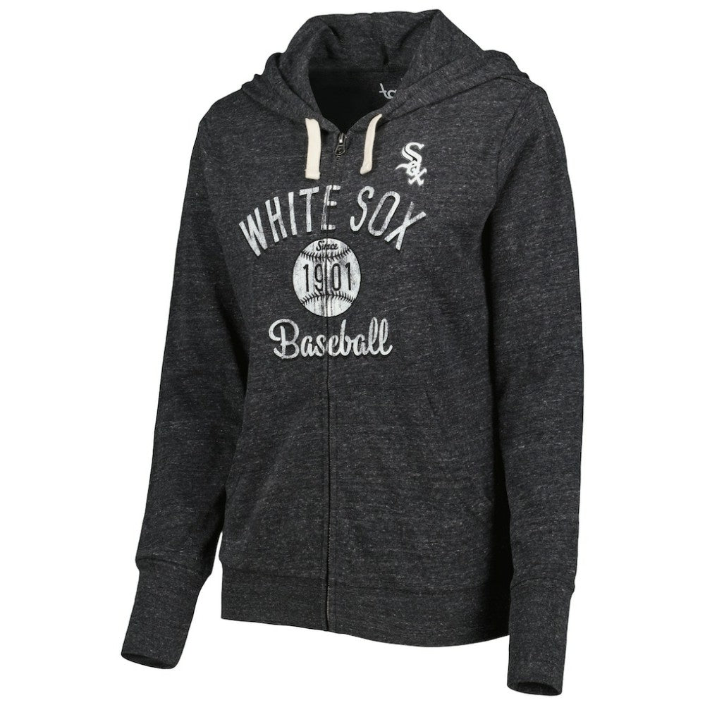 Chicago White Sox Touch Women's Training Camp Tri-Blend Lightweight Full-Zip Hoodie - Black Hoodies