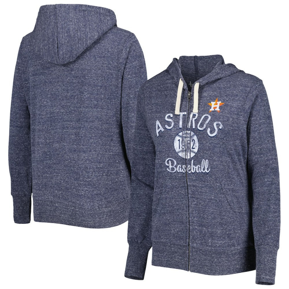 Houston Astros Touch Women's Training Camp Tri-Blend Lightweight Full-Zip Hoodie - Heather Navy Hoodies
