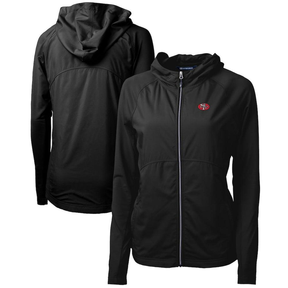 San Francisco 49ers Cutter & Buck Women's Throwback Logo Adapt Eco Knit Hybrid Recycled Full-Zip Hoodie Black