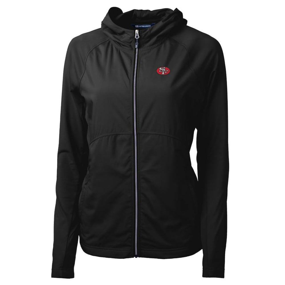 San Francisco 49ers Cutter & Buck Women's Throwback Logo Adapt Eco Knit Hybrid Recycled Full-Zip Hoodie Black
