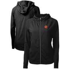 Cincinnati Bengals Cutter & Buck Women's Throwback Logo Adapt Eco Knit Hybrid Recycled Full-Zip Hoodie Black
