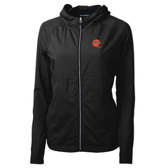 Cincinnati Bengals Cutter & Buck Women's Throwback Logo Adapt Eco Knit Hybrid Recycled Full-Zip Hoodie Black