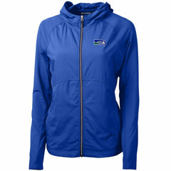 Seattle Seahawks Cutter & Buck Women's Throwback Logo Adapt Eco Knit Hybrid Recycled Full-Zip Hoodie Royal