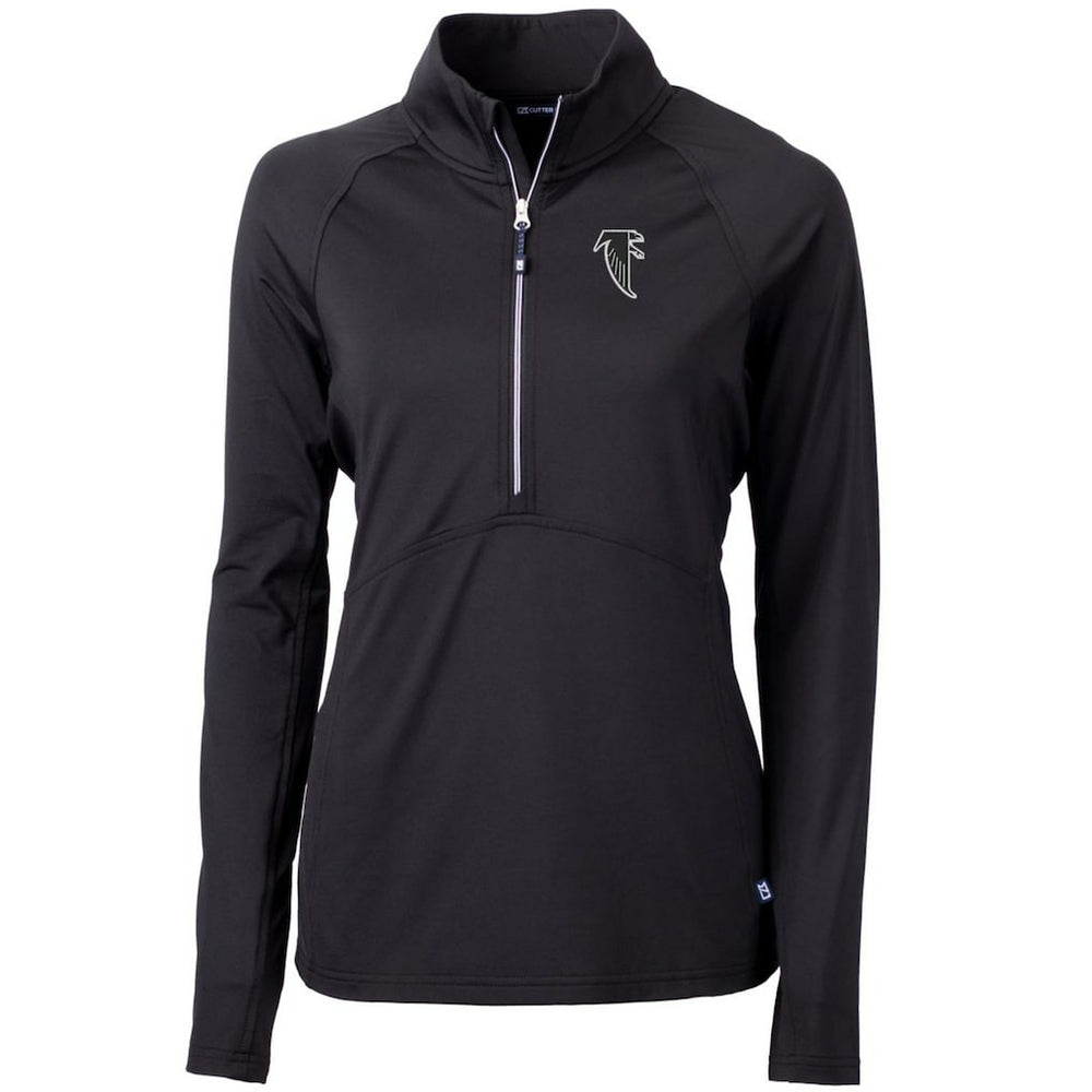 Atlanta Falcons Cutter & Buck Women's Throwback Logo Adapt Eco Knit Stretch Recycled Half-Zip Pullover Top Black