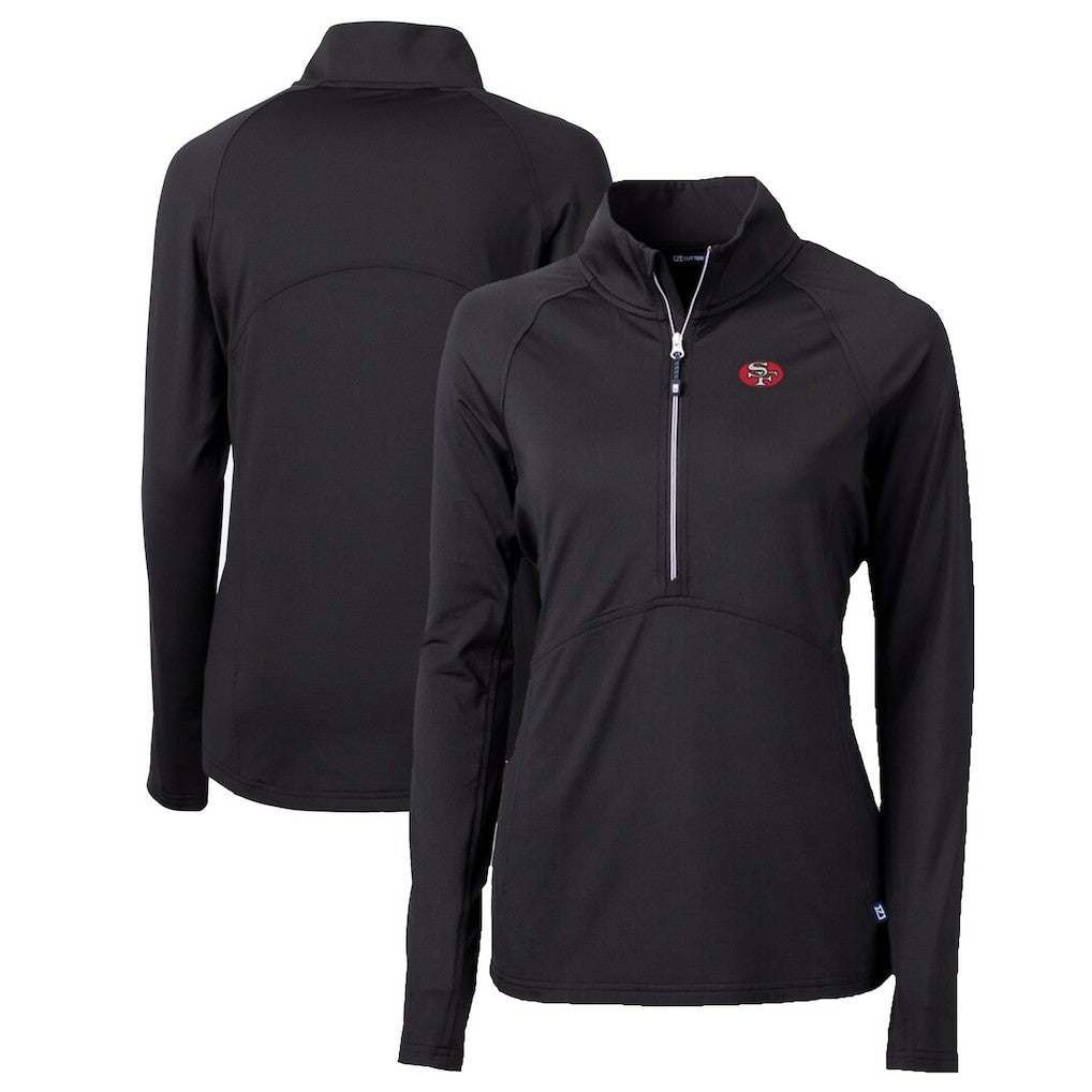 San Francisco 49ers Cutter & Buck Women's Throwback Logo Adapt Eco Knit Stretch Recycled Half-Zip Pullover Top Black