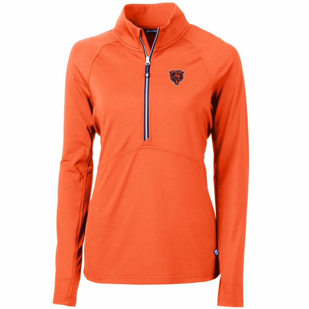 Chicago Bears Cutter & Buck Women's Throwback Logo Adapt Eco Knit Stretch Recycled Half-Zip Pullover Top Orange
