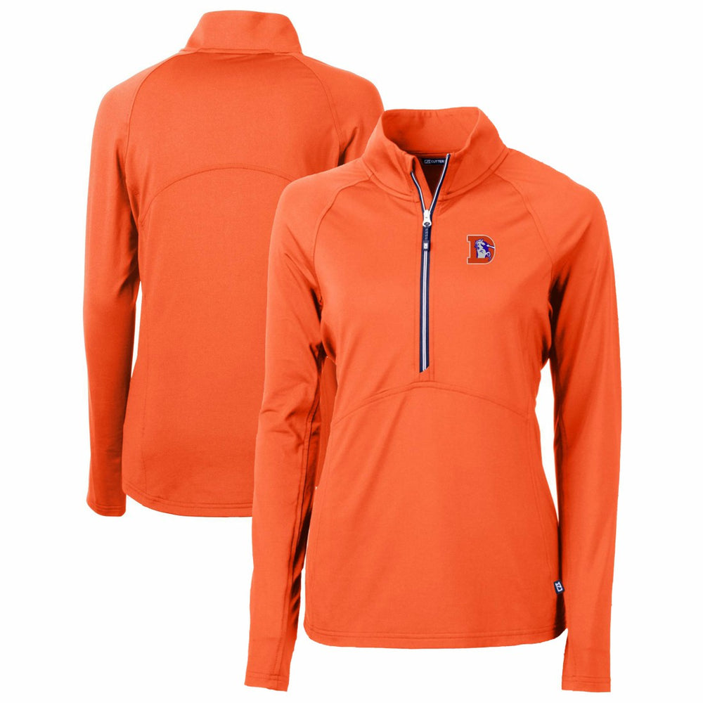 Denver Broncos Cutter & Buck Women's Throwback Logo Adapt Eco Knit Stretch Recycled Half-Zip Pullover Top Orange