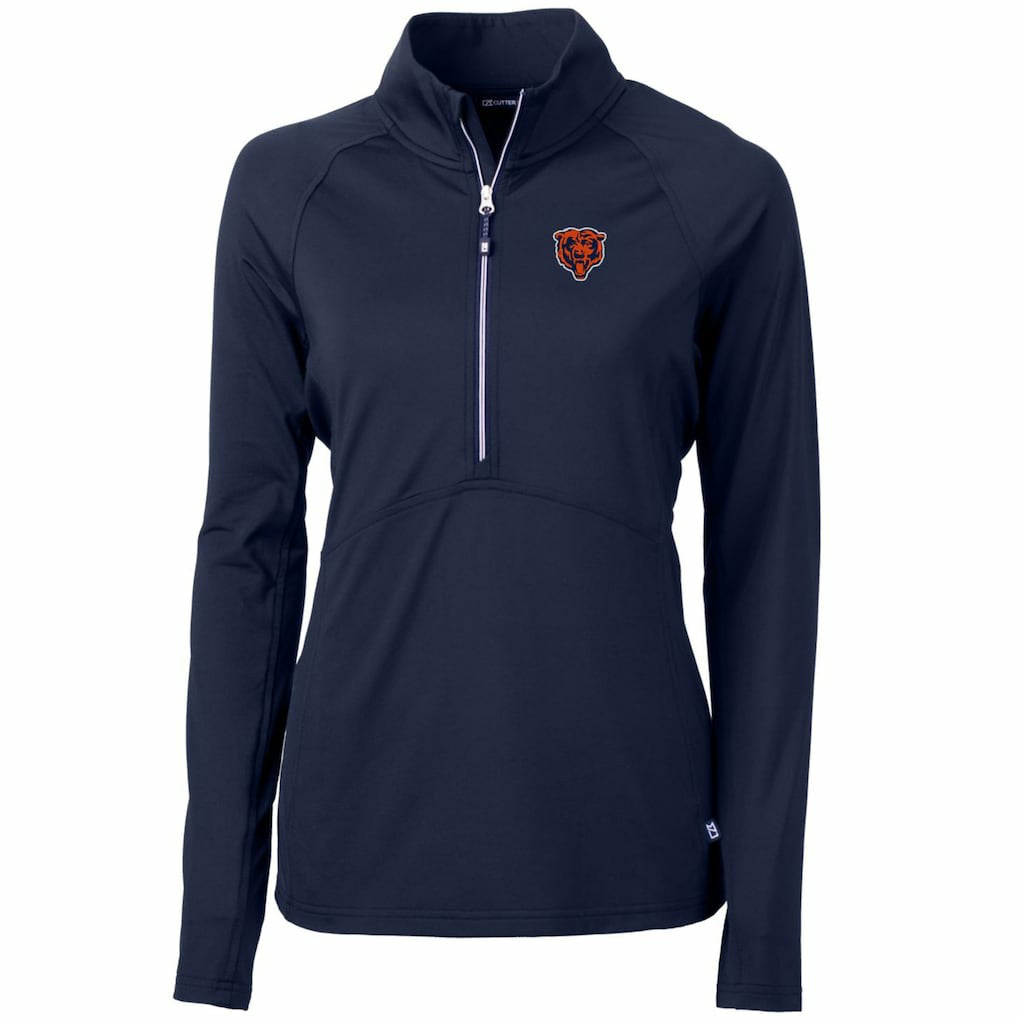 Chicago Bears Cutter & Buck Women's Throwback Logo Adapt Eco Knit Stretch Recycled Half-Zip Pullover Top Navy