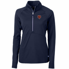 Chicago Bears Cutter & Buck Women's Throwback Logo Adapt Eco Knit Stretch Recycled Half-Zip Pullover Top Navy