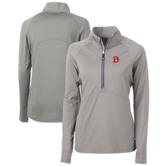 Denver Broncos Cutter & Buck Women's Throwback Logo Adapt Eco Knit Stretch Recycled Half-Zip Pullover Top Gray