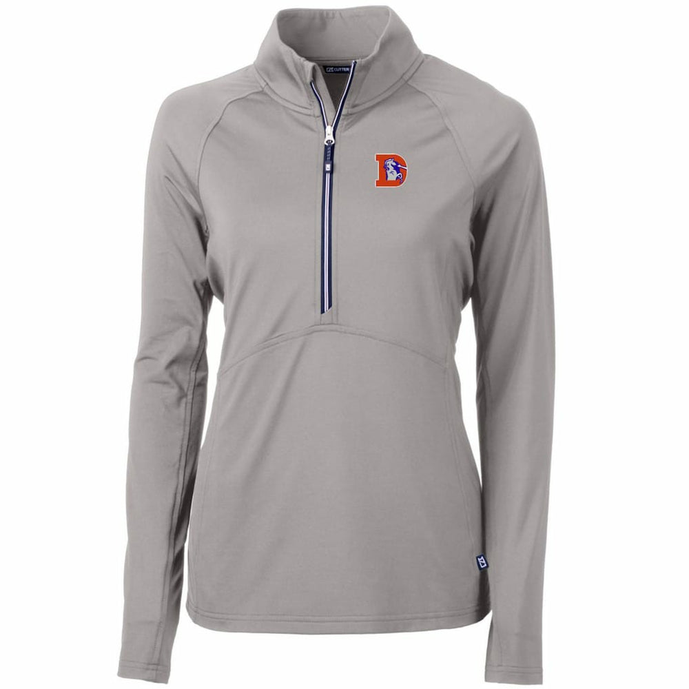 Denver Broncos Cutter & Buck Women's Throwback Logo Adapt Eco Knit Stretch Recycled Half-Zip Pullover Top Gray