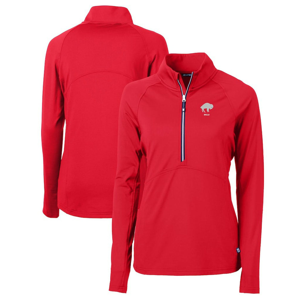 Buffalo Bills Cutter & Buck Women's Throwback Logo Adapt Eco Knit Stretch Recycled Half-Zip Pullover Top Red