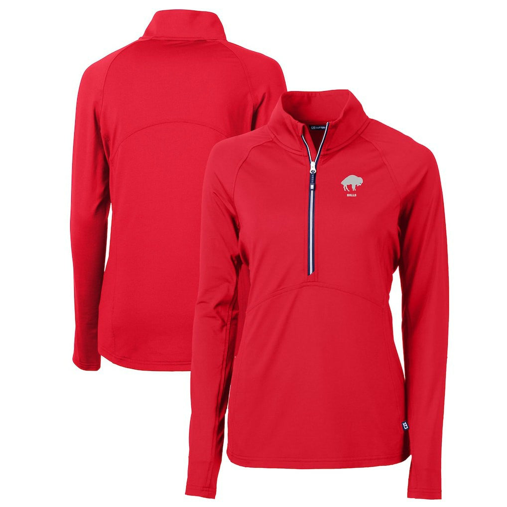 Buffalo Bills Cutter & Buck Women's Throwback Logo Adapt Eco Knit Stretch Recycled Half-Zip Pullover Top Red