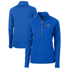 Seattle Seahawks Cutter & Buck Women's Throwback Logo Adapt Eco Knit Stretch Recycled Half-Zip Pullover Top Royal