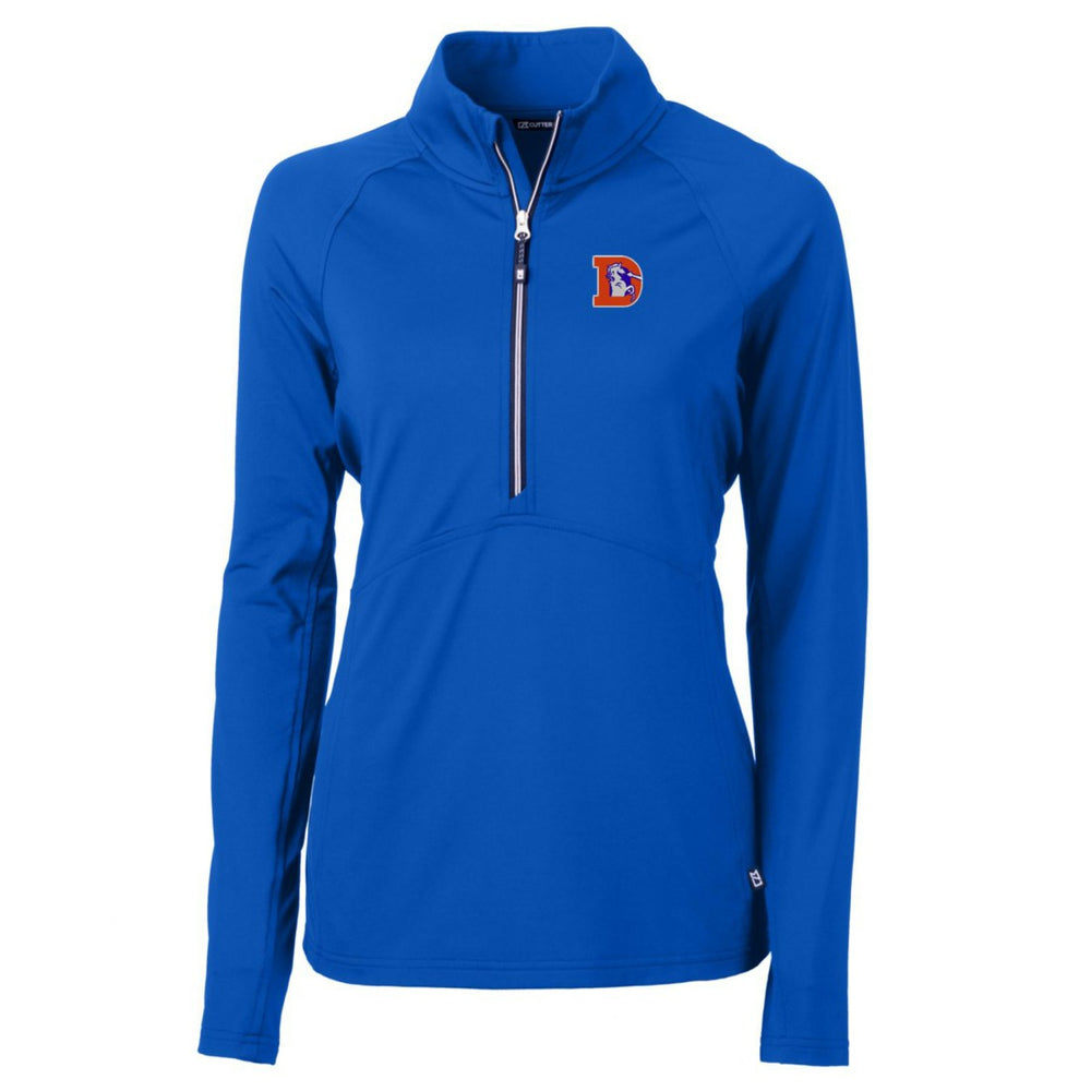 Denver Broncos Cutter & Buck Women's Throwback Logo Adapt Eco Knit Stretch Recycled Half-Zip Pullover Top Royal