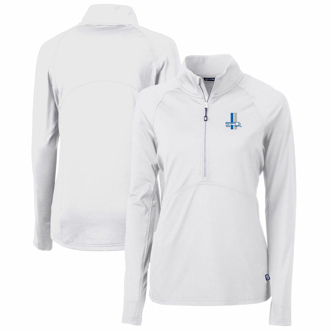 Detroit Lions Cutter & Buck Women's Throwback Logo Adapt Eco Knit Stretch Recycled Half-Zip Pullover Top White