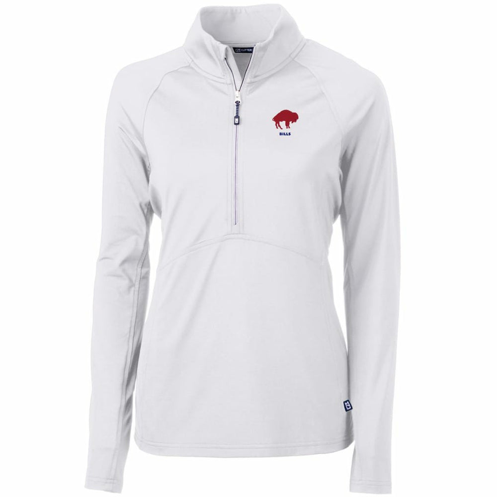 Buffalo Bills Cutter & Buck Women's Throwback Logo Adapt Eco Knit Stretch Recycled Half-Zip Pullover Top White