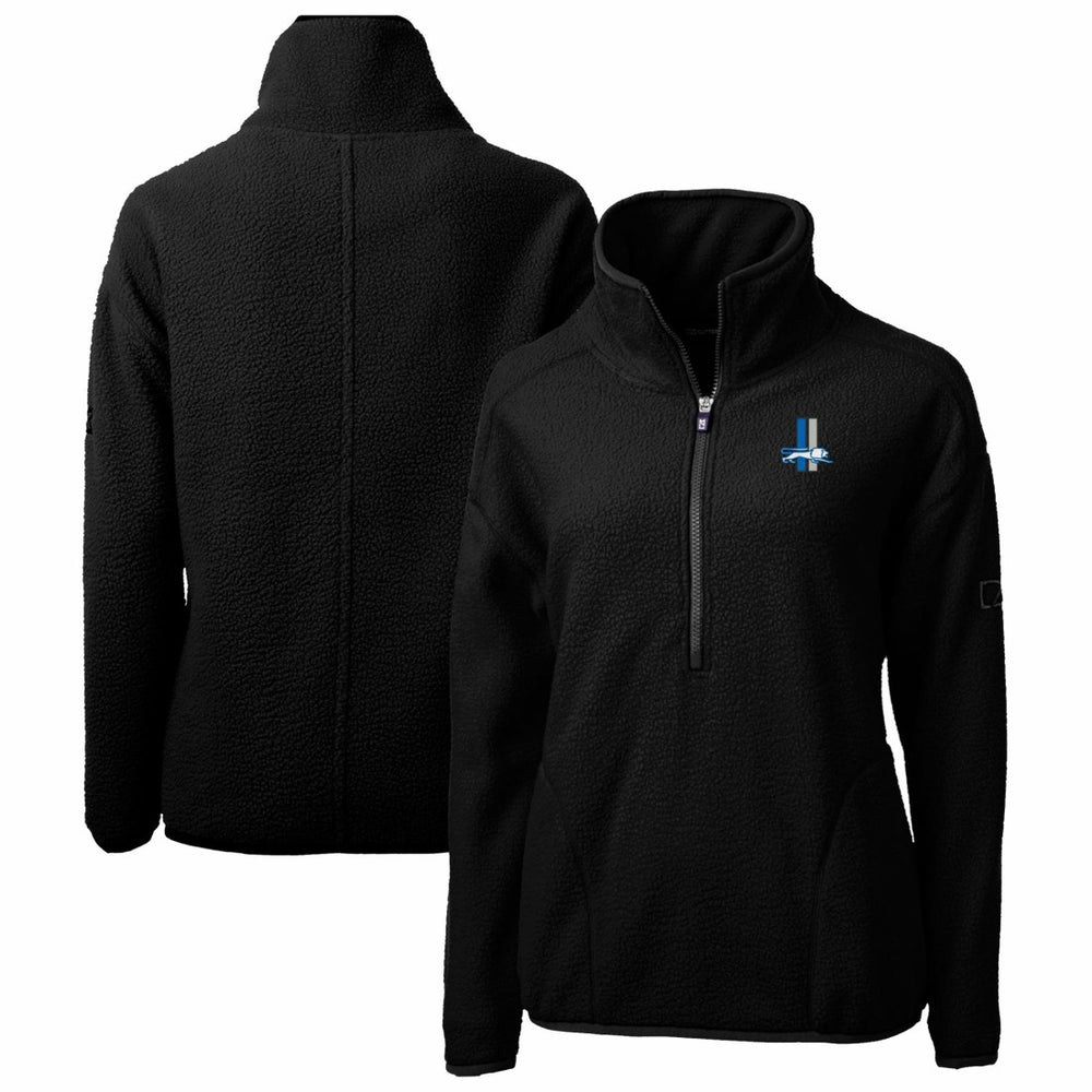 Detroit Lions Cutter & Buck Women's Throwback Logo Cascade Eco Sherpa Fleece Half-Zip Pullover Jacket Black