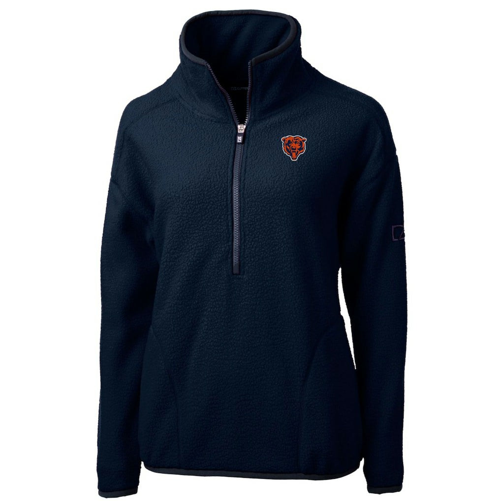 Chicago Bears Cutter & Buck Women's Throwback Logo Cascade Eco Sherpa Fleece Half-Zip Pullover Jacket Navy