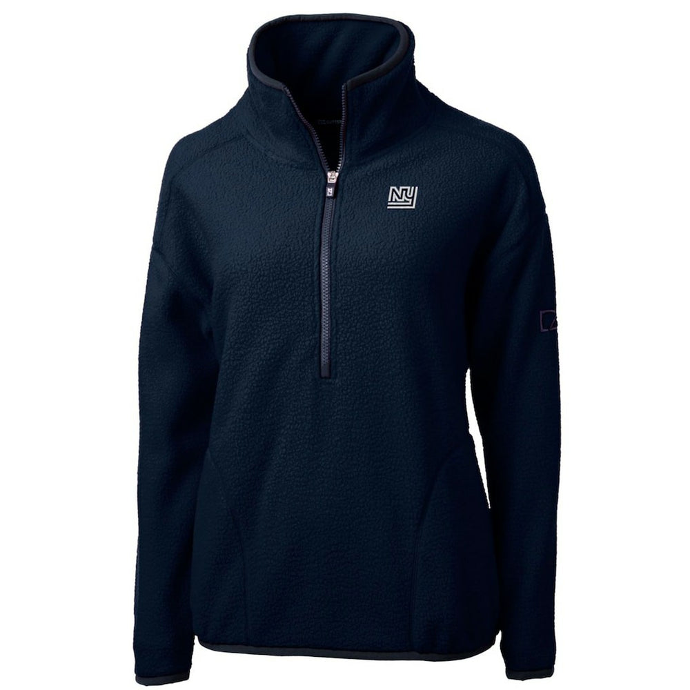 New York Giants Cutter & Buck Women's Throwback Logo Cascade Eco Sherpa Fleece Half-Zip Pullover Jacket Navy