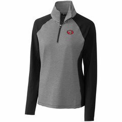 San Francisco 49ers Cutter & Buck Women's Throwback Logo Forge Tonal Stripe Stretch Half-Zip Pullover Top Black