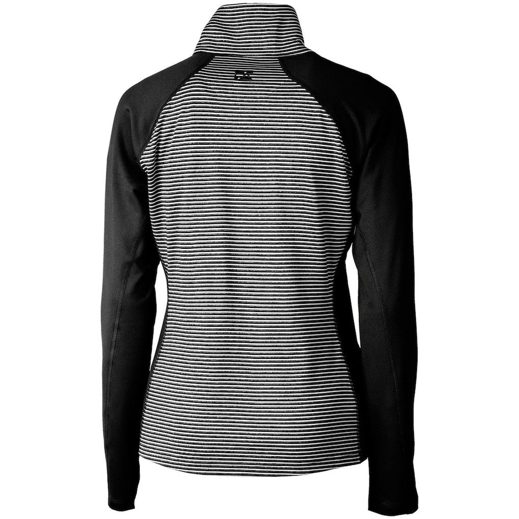 San Francisco 49ers Cutter & Buck Women's Throwback Logo Forge Tonal Stripe Stretch Half-Zip Pullover Top Black