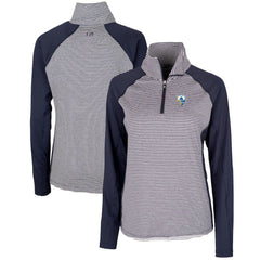 Los Angeles Chargers Cutter & Buck Women's Throwback Logo Forge Tonal Stripe Stretch Half-Zip Pullover Top Navy