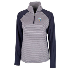 Los Angeles Chargers Cutter & Buck Women's Throwback Logo Forge Tonal Stripe Stretch Half-Zip Pullover Top Navy