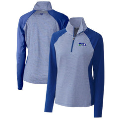 Seattle Seahawks Cutter & Buck Women's Throwback Logo Forge Tonal Stripe Stretch Half-Zip Pullover Top Royal