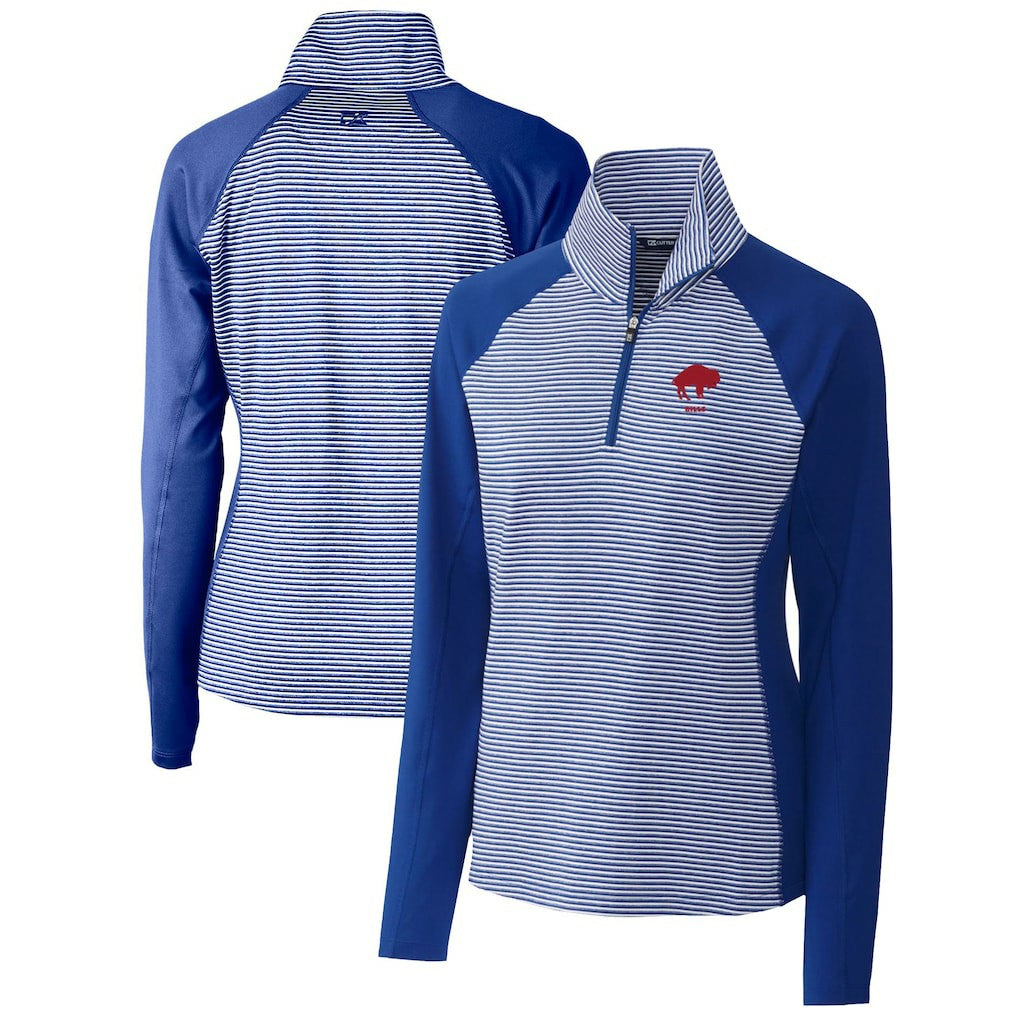 Buffalo Bills Cutter & Buck Women's Throwback Logo Forge Tonal Stripe Stretch Half-Zip Pullover Top Royal
