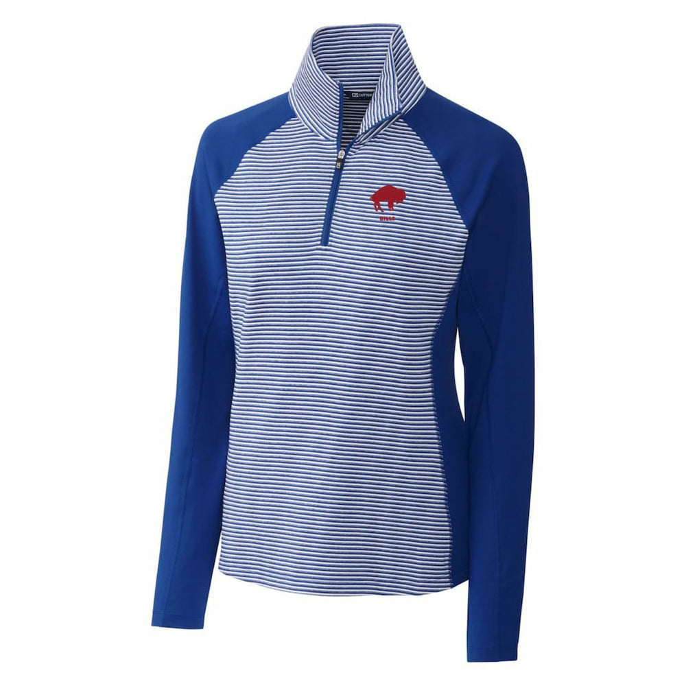 Buffalo Bills Cutter & Buck Women's Throwback Logo Forge Tonal Stripe Stretch Half-Zip Pullover Top Royal