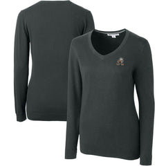 Cleveland Browns Cutter & Buck Women's Throwback Logo Lakemont Tri-Blend V-Neck Sweater Heather Charcoal