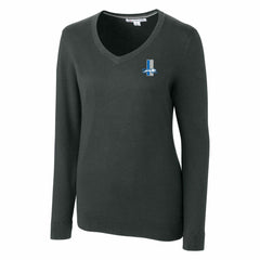 Detroit Lions Cutter & Buck Women's Throwback Logo Lakemont Tri-Blend V-Neck Sweater Heather Charcoal