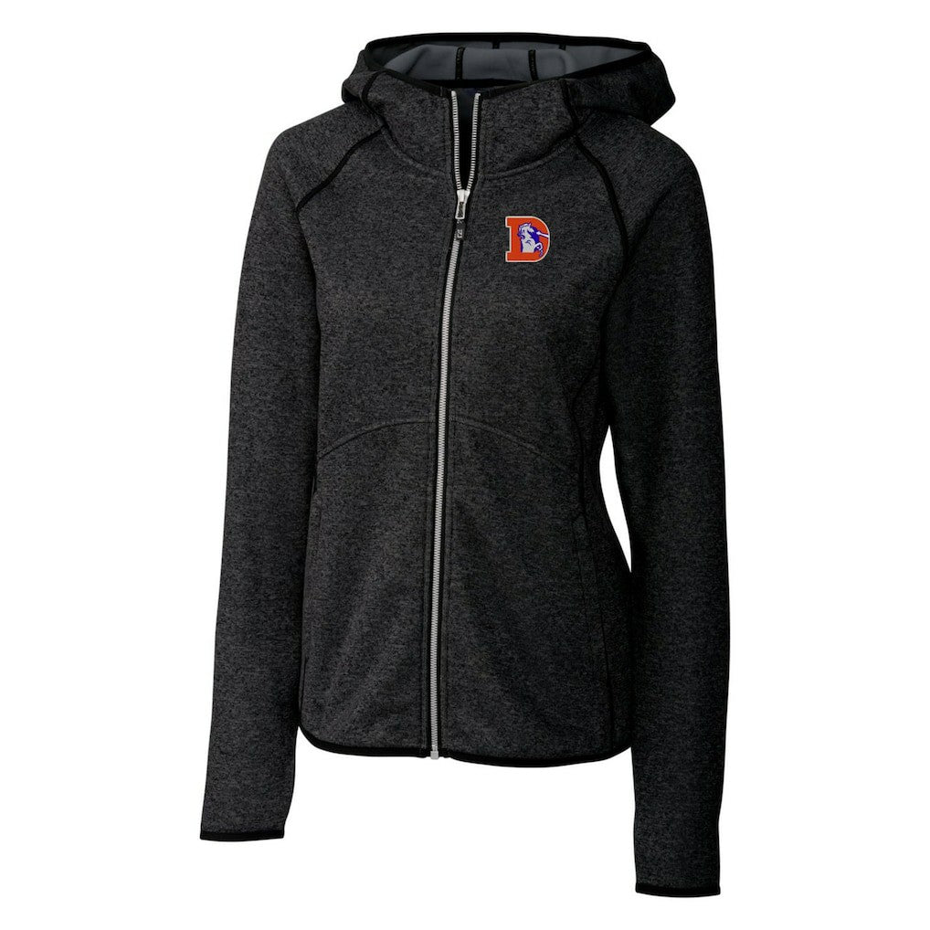 Denver Broncos Cutter & Buck Women's Throwback Logo Mainsail Full-Zip Jacket Heather Charcoal