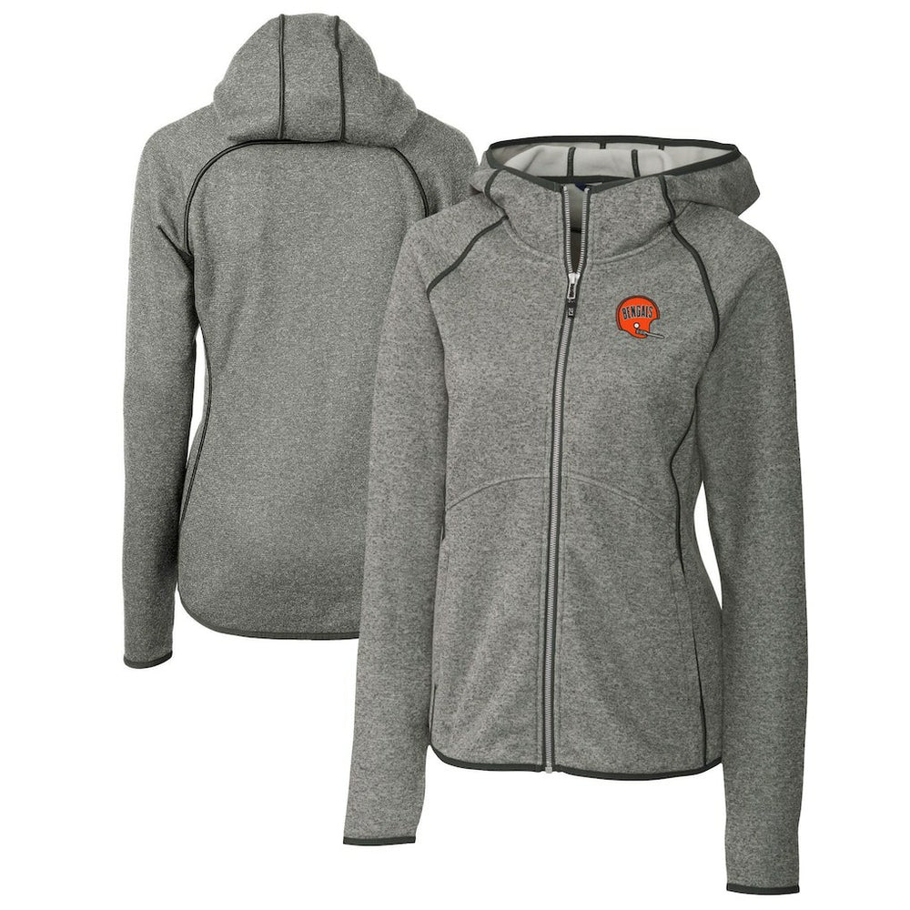 Cincinnati Bengals Cutter & Buck Women's Throwback Logo Mainsail Full-Zip Jacket Heather Gray