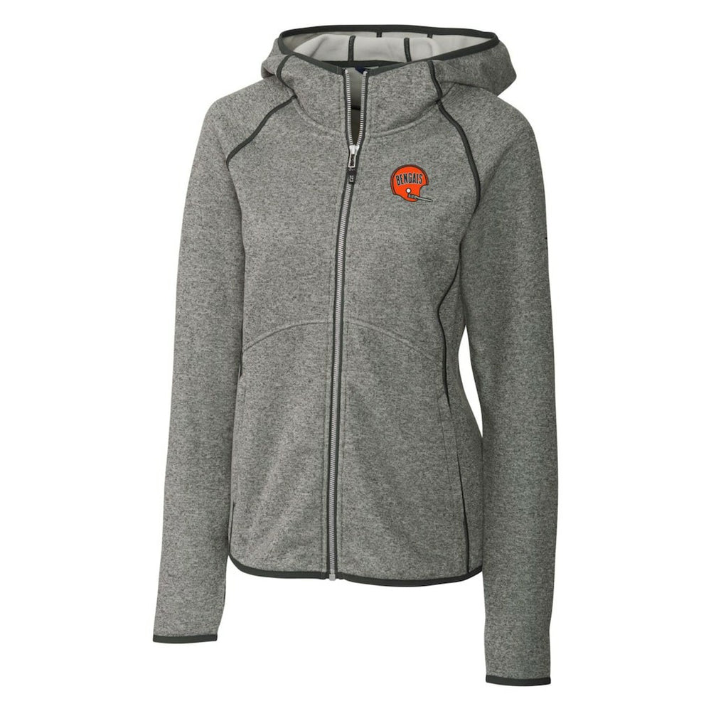 Cincinnati Bengals Cutter & Buck Women's Throwback Logo Mainsail Full-Zip Jacket Heather Gray