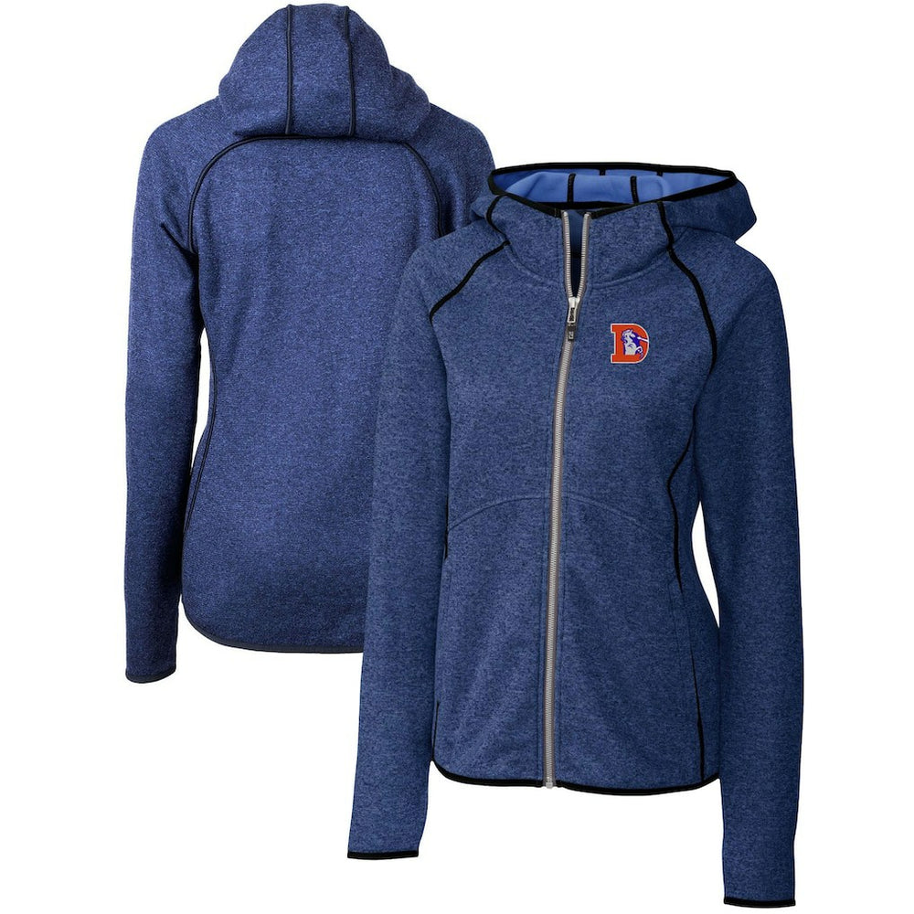 Denver Broncos Cutter & Buck Women's Throwback Logo Mainsail Full-Zip Jacket Heather Royal