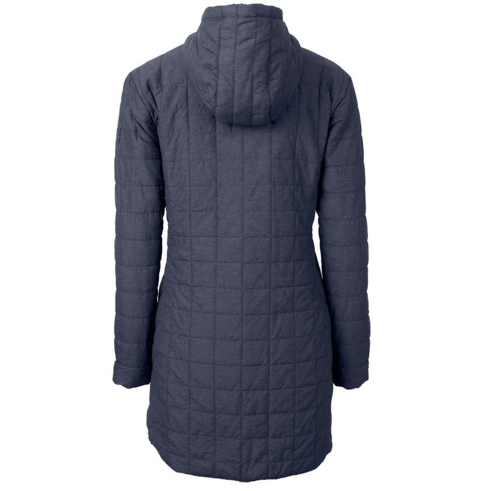 New York Giants Cutter & Buck Women's Throwback Logo Rainier Primaloft Eco Full-Zip Hoodie Long Coat Heather Navy