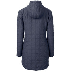 New York Giants Cutter & Buck Women's Throwback Logo Rainier Primaloft Eco Full-Zip Hoodie Long Coat Heather Navy