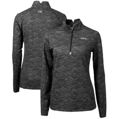 New York Jets Cutter & Buck Women's Throwback Logo Traverse Camo Quarter-Zip Pullover Top Black