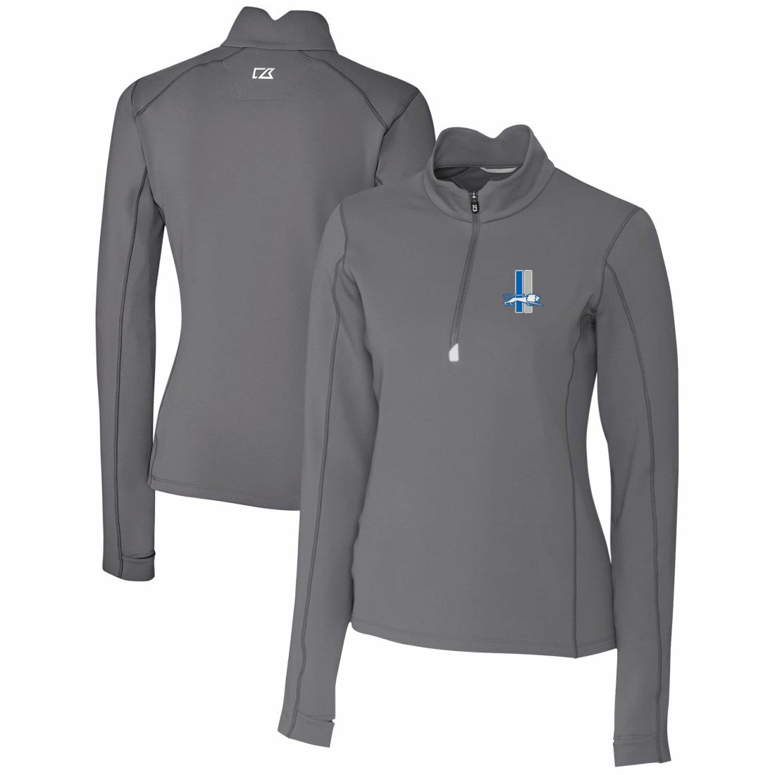 Detroit Lions Cutter & Buck Women's Throwback Logo Traverse Stretch Quarter-Zip Pullover Top Steel